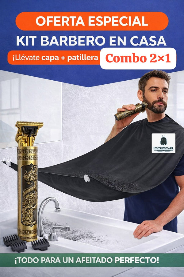 Kit Barbero en Casa: Patillera Inalámbrica + Capa
